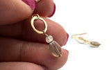 Labradorite Gemstone Circle Earrings Close up