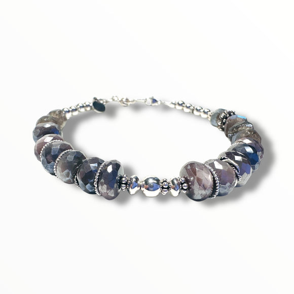 Beaded Labradorite Silver Bracelet - Janine Design