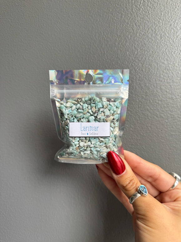 Sapphire & Sage - Larimar Crystal Chip Bags - Janine Design