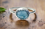 Larimar Ring – "Tides of Serenity” , Size 8 ring - Janine Design