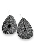 Leather Teardrop Earrings, Brown and Black leather Earrings, Feather Earrings - Janine Design
