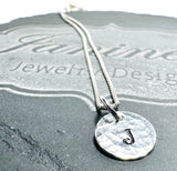 Initial Necklace , Sterling Silver Necklace, Letter Necklace, Family Necklace - Janine Design