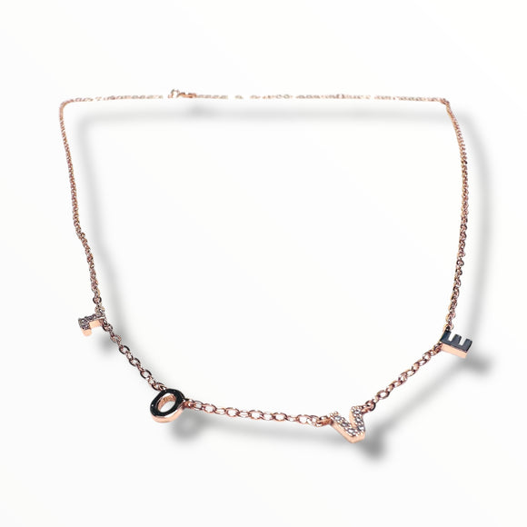 LOVE Necklace, Rose Gold Love Necklace - Janine Design