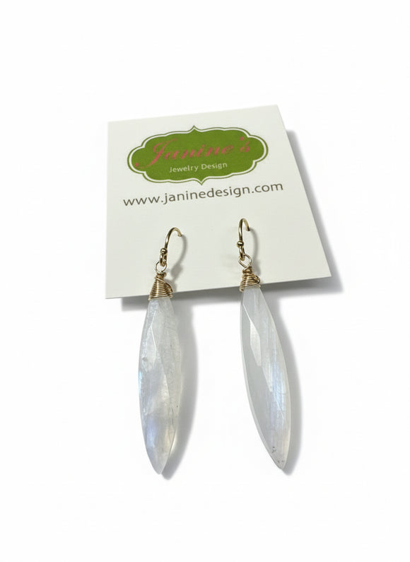 Moonstone Earrings Gemstone Teardrop Earrings - Janine Design