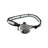 Wrap Bracelet, Power Gemstone Leather Bracelet, Single leather wrap gemstone bracelet-Moonstone Silver color button