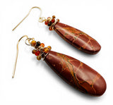 Natural Red Creek Jasper Teardrop Earrings - Janine Design