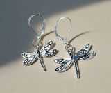 Dragonfly Silver  Earrings/Bug Earrings/Nature Earrings - Janine Design