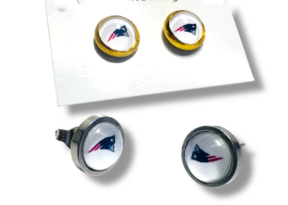 Set of earrings with a logo on a white background