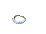 Ring with Pearl and gold beads on a white background