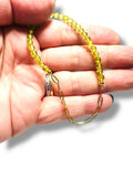 5mm peridot beads with accent of gold plated medium size paperclip chain 