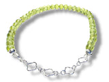 Peridot Paperclip Chain Bracelet Sterling silver quatrefoil pattern accent .