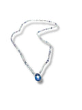 Tiny Square  Beaded Gemstone Necklace-Flourite Teardrop