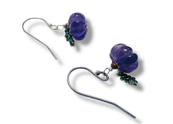Amethyst Pumpkin Earrings - Janine Design