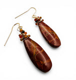 Natural Red Creek Jasper Teardrop Earrings - Janine Design