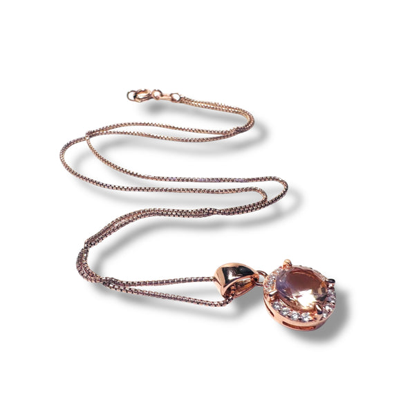 Rose Gold Filled Morganite Necklace - Janine Design