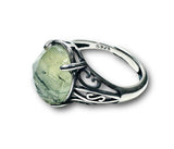 rutilated green Gemstone Adjustable sterling Filigree Ring 