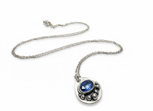 Sapphire Sterling Necklace, September Birthstone Necklace - Janine Design