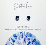 Birthstone Studs, Silver Studs, Genuine Gemstone Studs, birthday Gifts - Janine Design