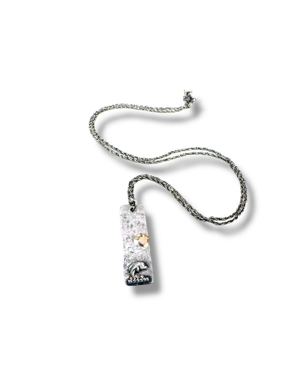 Dolphin Under The Sun, Silver Dolphin Necklace , Gold and Silver Necklace - Janine Design