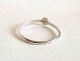 Silver Dot Ring - sterling flattened circle design ring - Back of ring view