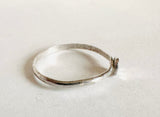 Silver Dot Ring - sterling flattened circle design ring. Side View