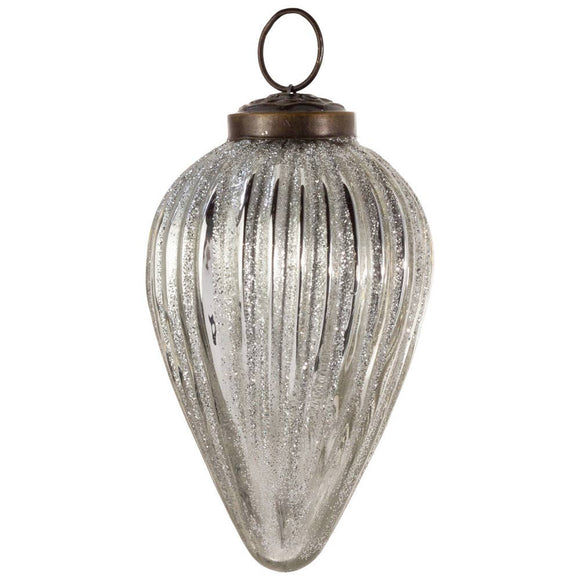 Decorative hanging lantern with ribbed glass and bronze metal top on a white background
