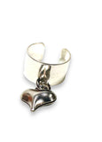 Silver Ear Cuff -puffy heart charm