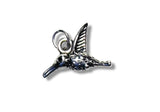 Silver hummingbird charm on a white background