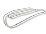 Silver chain necklace on a white background. Sterling popcorn Chain