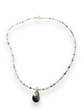 Dainty Beaded Gemstone Necklace-Flat Teardrop - Janine Design
