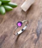 Amethyst Ring, Size 7 Sterling Ring, Stacking Ring - Janine Design