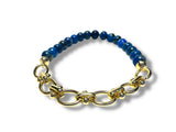 Stretch bracelets with gemstones- sodalite- with paperclip chain accents 