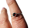 Garnet Stacking Ring Sterling Silver - Janine Design