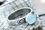 Chalcedony Scroll Sterling Silver Ring, Size 8 Ring, Promise Ring - Janine Design