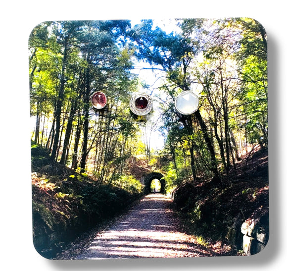 Stud Earrings Collection/ Stud Set/Rail Trail Art Card - Janine Design