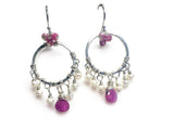 Tourmaline and Pearl Hoop Earrings - Janine Design