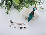 Meraki Gemstones - Turquoise Gemstone (Natural) Chips w/ Copper Resin Pendulum 