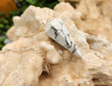 Meraki Gemstones - White Howlite Pendulum w/Silver Plated Chain - Janine Design