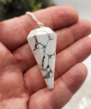 Meraki Gemstones - White Howlite Pendulum w/Silver Plated Chain - Janine Design