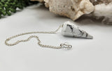 Meraki Gemstones - White Howlite Pendulum w/Silver Plated Chain - Janine Design