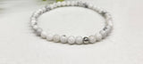 Meraki Gemstones - White Howlite Stretchable Bracelet 4MM Beads-7.5 Inches Long - Janine Design