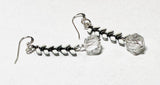 Crystal Square Crystal Drop Chevron Earrings, White and Clear Earrings 