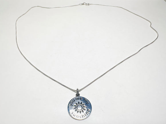 You Are My Sunshine Silver Medallion Necklace - Janine Design