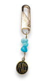 Zipper Pulls -amazonite bead and brass peace charm
