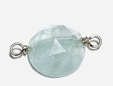 Tiny Gemstone Connectors-Gold Filled Gemstone Connector- Permanent Jewelry Connector- Wire Wrapped Connector - aquamarine faceted connector