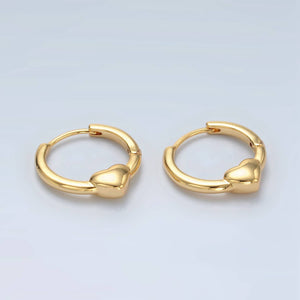 Gold Filled Heart Huggie Hoop Earrings - Janine Design