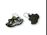 Polymer Clay Earrings/ Affordable Gifts - black and gold floral lotus back view