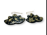 Polymer Clay Earrings/ Affordable Gifts - black and gold floral lotus