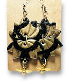 Polymer Clay Earrings/ Affordable Gifts - black and gold lotus