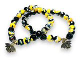 Agate Bee Bracelets -black and yellow Agate Bee Bracelets 